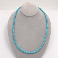 6mm Strand of Kingman Genuine Turquoise Beads Necklace w/ 14k Clasp 25" (#J6757)