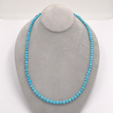 6mm Strand of Kingman Genuine Turquoise Beads Necklace w/ 14k Clasp 25" (#J6757)