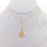 14k Yellow Gold Victorian Genuine Natural Diamond Lavaliere Pendant (#J1916)