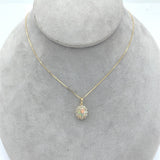 14k Yellow Gold .59ct Australian Genuine Opal Pendant w/ Diamond Halo (#J7428)