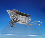 German .800 Silver Bowl Wheelbarrow Form Movable Wheels Repoussed Fruit (#6836)