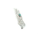 10k White Gold Filigree Synthetic Lab-Created Emerald Pin (#J5279)