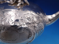 Elkington English Victorian Sterling Silver Tea Pot 3-D Finial Chased (#8437)
