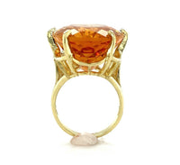18k Yellow Gold Ring with a Huge 37 Carat Citrine Size 8.75 Easily Sized #J6336