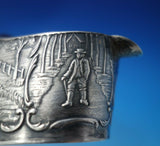 Dutch .830 Silver Ashtray Wooden Shoe Form Pastoral Scenes Cow Sheep (#6074)