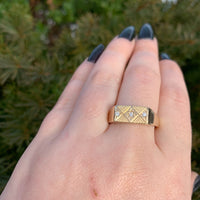 14k Gold Men's Genuine Natural Diamond Ring Hand Engraved Size 10. 75 (#J6537)