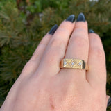 14k Gold Men's Genuine Natural Diamond Ring Hand Engraved Size 10. 75 (#J6537)