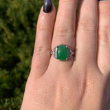 18k White Gold 4.17 Carat A Jadeite Jade and Diamond Ring w/ GIA Report (#J7014)