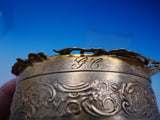 English Sterling Silver Box Vermeil Pierced Lid Horse and Carriage (#4622)