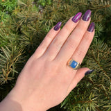 Vintage 10k Gold Men's 1.76ct Genuine Natural Blue Onyx Chalcedony Ring (#J6543)