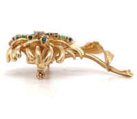 14k Gold Genuine Diamond Sapphire Emerald Flower Pin by Dan Frere (#J7040)