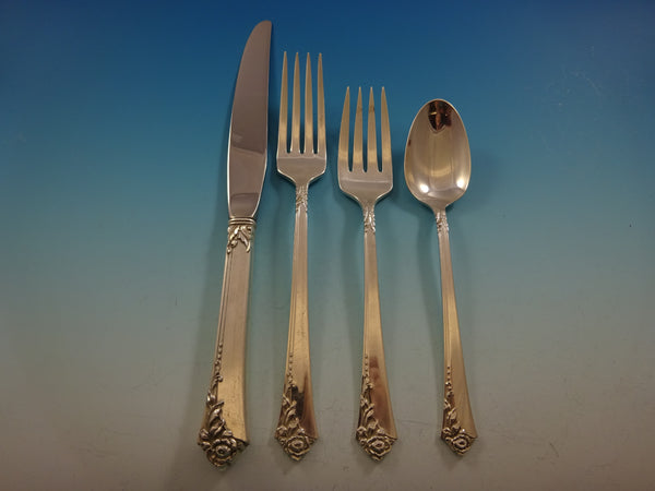 Damask Rose by Oneida Sterling Silver Flatware Set For 12 Service 52 Pieces