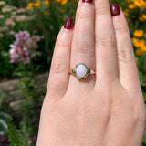 9k Yellow Gold Vintage Genuine Natural Opal Ring Size 6.75 (#J6934)