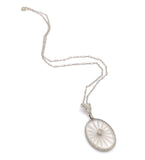 14k Gold Filigree Genuine Natural Rock Crystal Quartz Diamond Pendant (#J6589)