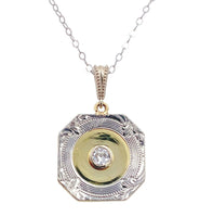 14k Yellow Gold Genuine Natural Diamond Pendant w/ Platinum Top 18" Chain #J7188