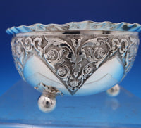 English Victorian Sterling Silver Candy Dish with Pie Crust Edge Ball Feet #7931