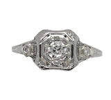 Art Deco 18k White Gold .23ct Genuine Natural Diamond Filigree Ring (#J6750)