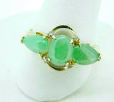 14k Yellow Gold Jade and Diamond Ring (#J4388)