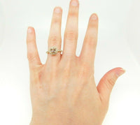 14k Gold Peach Cushion Genuine Natural Morganite and Diamond Ring (#J5056)