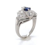 Platinum Blue Genuine Natural Sapphire and Diamond Ring Size 6.25 (#J6392)