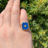 10k Yellow Gold Genuine Natural Blue Onyx and Diamond Ring Size 5.75 (#J6600)