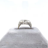 14k White Gold Genuine Natural Filigree Rock Crystal Diamond Ring (#J6206)