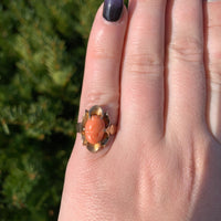 10k Yellow Gold Genuine Natural Coral Cameo Ring Size 6 Jewelry (#J7062)