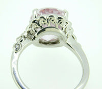 14k Gold Oval 6.95ct Genuine Natural Kunzite Ring with Diamond Halo (#J4453)