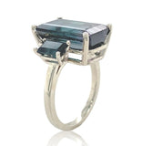 14k Gold 8.07 Carat Bi-Color Teal Purple Genuine Natural Tourmaline Ring #J6986