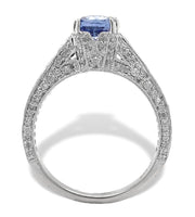 14k White Gold 1.15 Carat Genuine Natural Sapphire and Diamond Ring (#J7178)