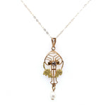 10k Yellow Gold Victorian Diamond Lavaliere Pendant with Leaves (#J5545)