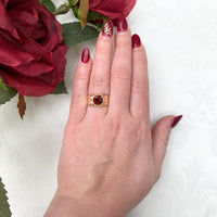 10k Rose Gold 1.71ct Genuine Natural Garnet Men's Ring Belcher Size 7.25 #J7212
