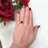 10k Rose Gold 1.71ct Genuine Natural Garnet Men's Ring Belcher Size 7.25 #J7212