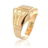 Italian 18k Yellow Gold Men's Ring with Palm Tree and Swords Size 10.75 (#J6636)