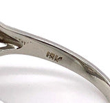 18k White Gold Hand Pierced Filigree Genuine Natural Moonstone Ring (#J5572)