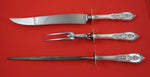 Rose Point by Wallace Sterling Silver Roast Carving 3 piece Set  knife 14 5/8"