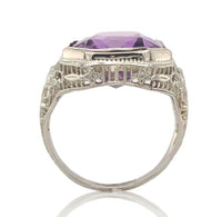 14k Gold Filigree Art Deco Large 7.90 Carat Genuine Natural Amethyst Ring #J7016