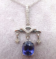 14k Gold Chandelier 2.30ct Genuine Natural Tanzanite Pendant w/Diamonds (#J3757)