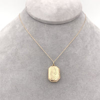 14k Yellow Gold Rectangular Locket with Engraved Floral Design (#J6435)