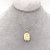 14k Yellow Gold Rectangular Locket with Engraved Floral Design (#J6435)