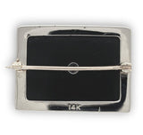 14k Gold Genuine Natural Black Onyx Filigree Brooch Pin with a Diamond (#J6693)