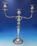Silver on Copper Candelabra Pair Three-Light 20 inch #6449