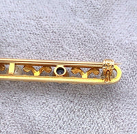 14k Yellow Gold Montana Sapphire and Pearl Bar Pin (#J5471)
