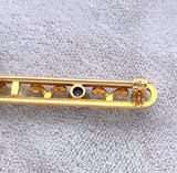 14k Yellow Gold Montana Sapphire and Pearl Bar Pin (#J5471)