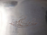 English Georgian Silverplate Basket with Handle Pierced Border Swans (#5839)