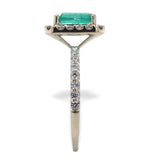 14k White Gold 1 Carat Genuine Natural Emerald Ring with Diamond Halo (#J7370)