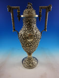 Repousse by AE Warner Coin Silver Tea Set 5 pc Samovar Birds Monkey Lion #8648