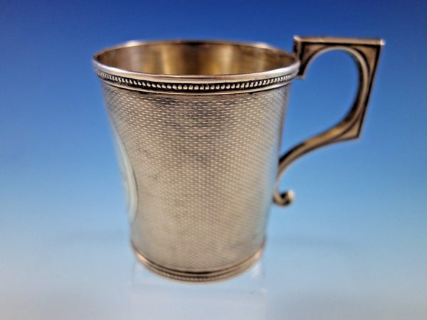 Tifft & Whiting Sterling Silver Baby Child's Cup Mug Engine Turned B.C. 1862