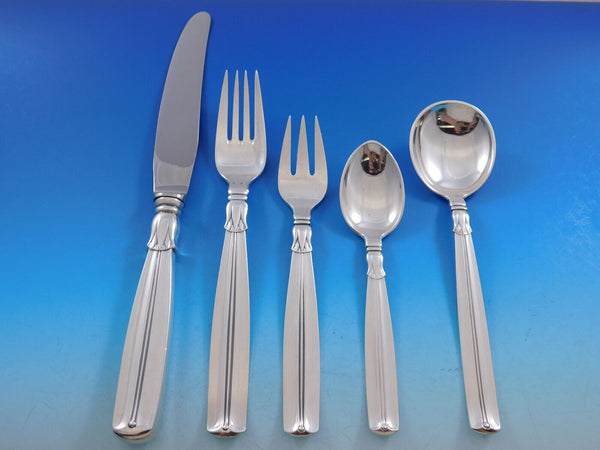 Lotus by Sorensen Danish Sterling silver Flatware Set 12 Service 66 pcs Dinner