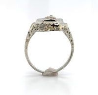 10k Gold Filigree Genuine Natural Rock Crystal Quartz and Onyx Ring (#J6358)